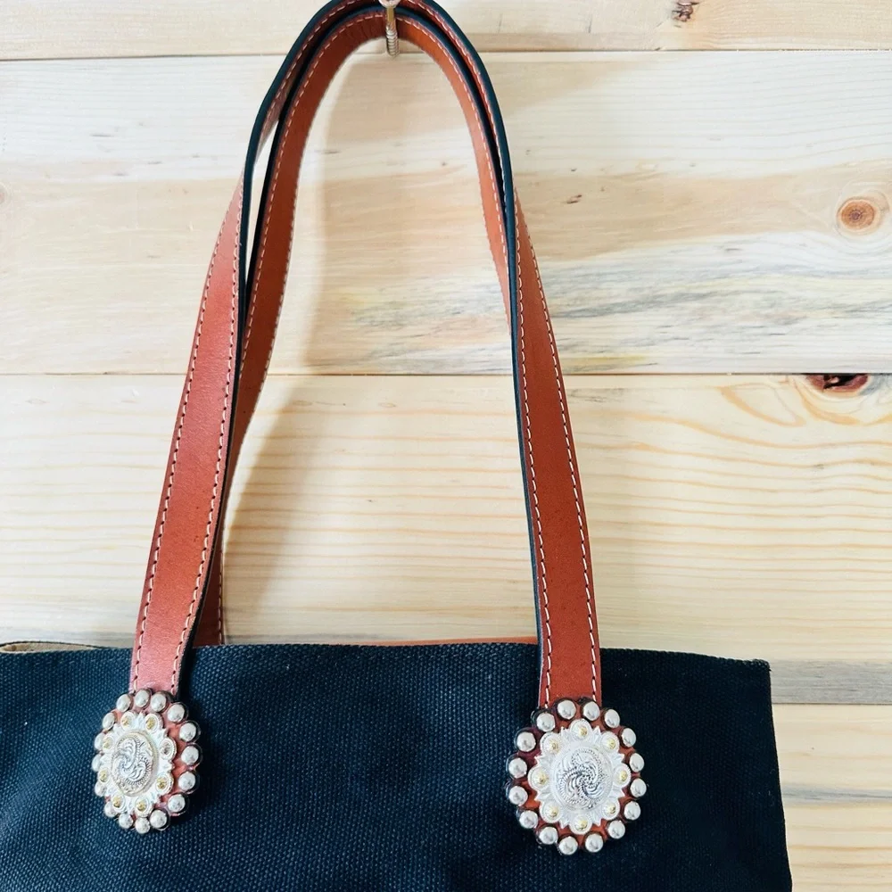 Black and brown western tote with leather acents